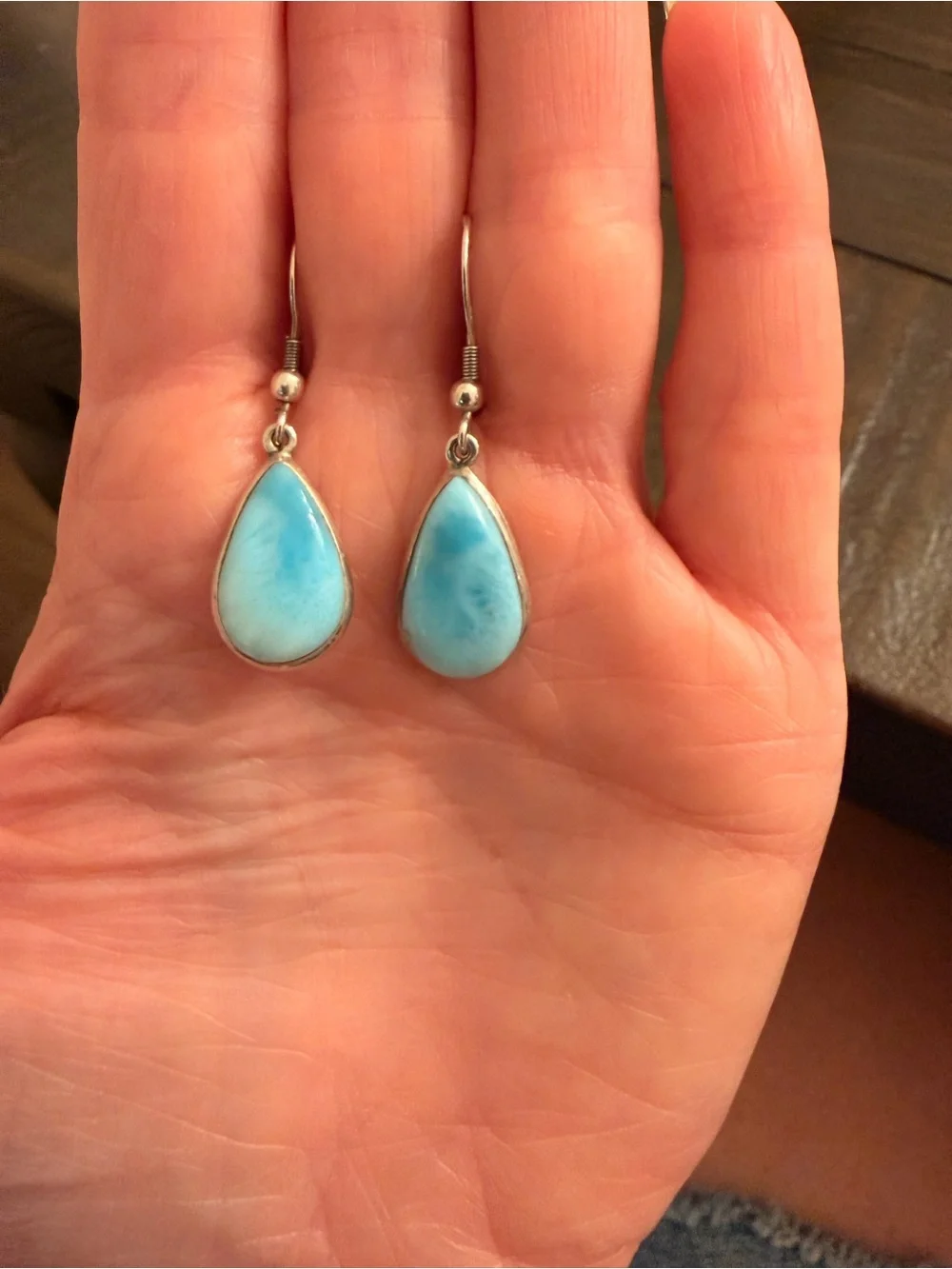 Sterling Silver Teardrop Larimar Earrings